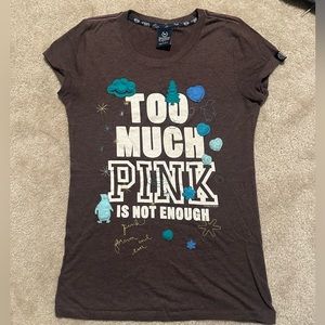 VS Pink “Too Much Pink” Brown Tee